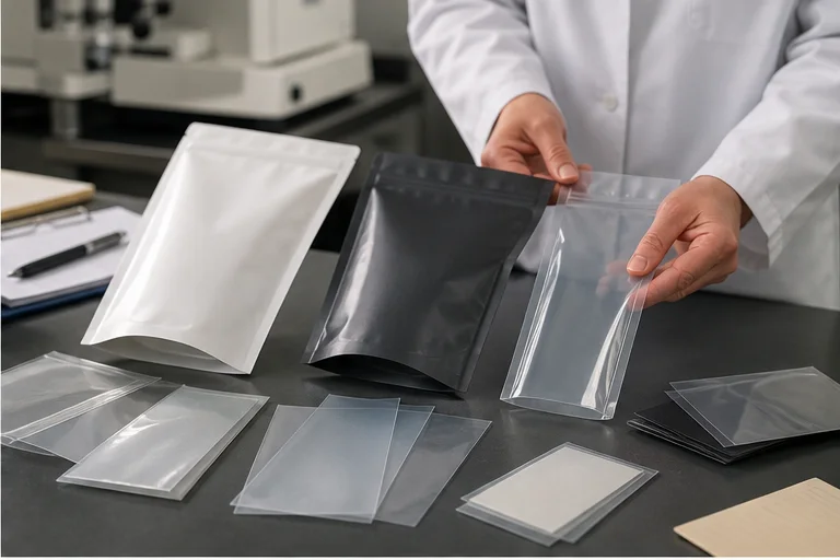 Clear and opaque fruit snack pouch laminates reviewed with moisture transmission data