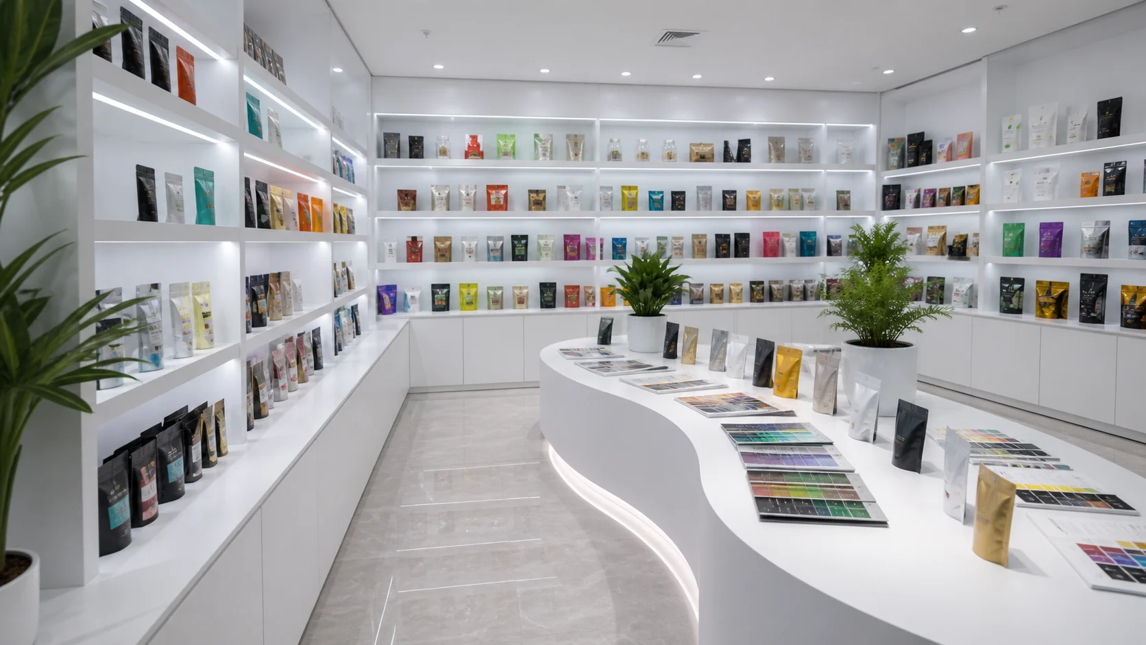 Bright packaging sample room