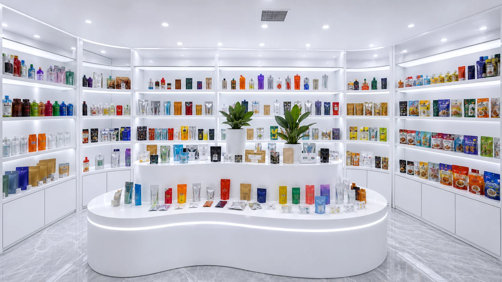 Flexible packaging sample review room