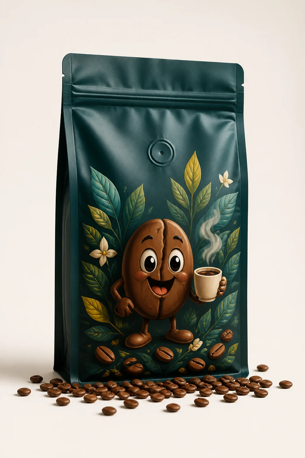 Finished teal coffee pouch preview