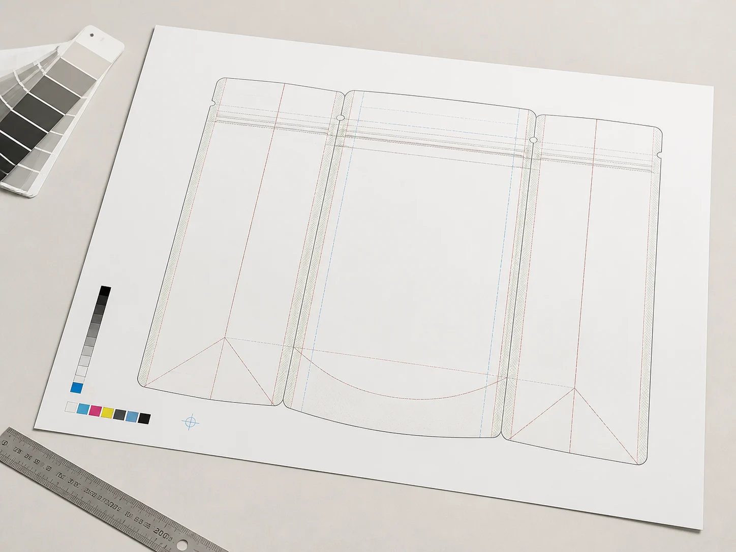 Technical pouch dieline preview