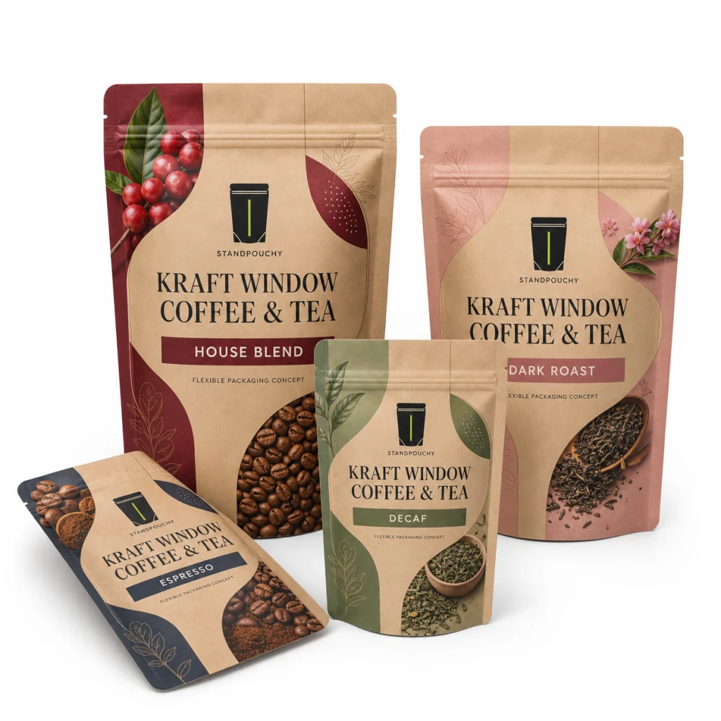StandPouchy kraft window pouch prepared for a quick quote