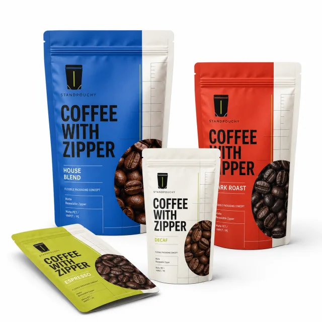 Matte Coffee Bag with Resealable Zipper