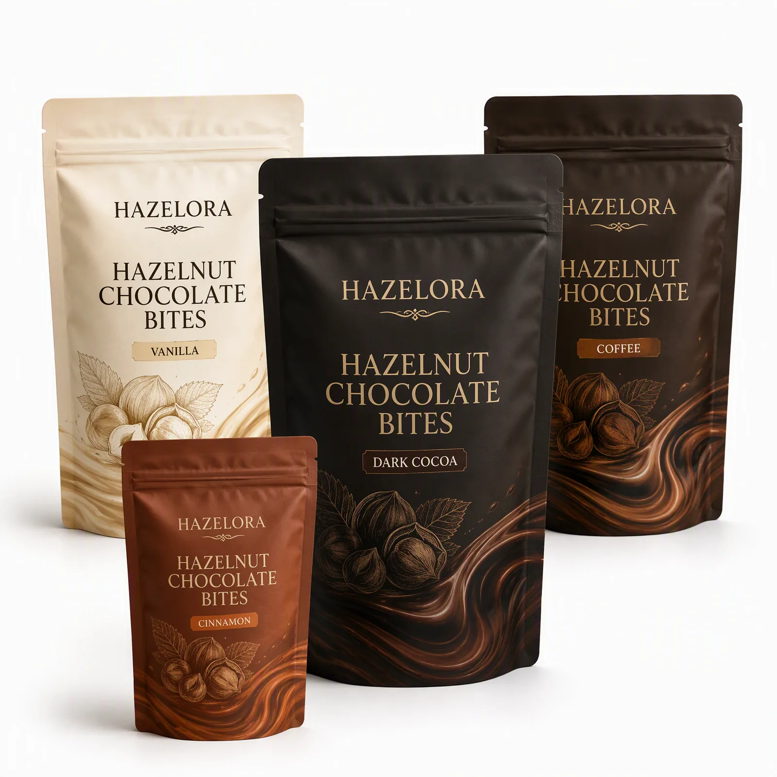 hazelnut chocolate bites pouch artwork SP-SN390