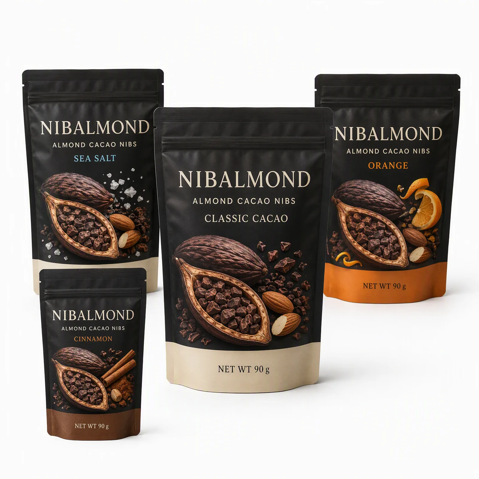 almond cacao nib clusters pouch artwork SP-SN400