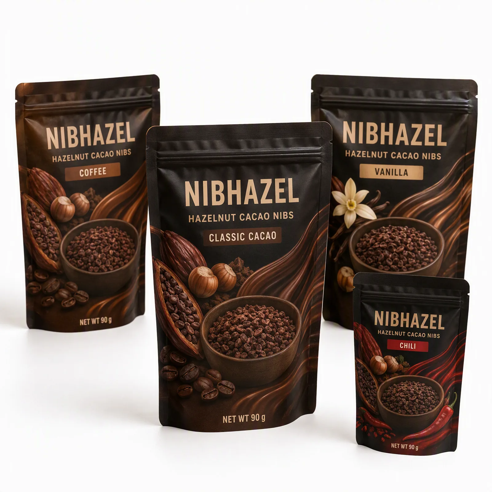 hazelnut cacao nib clusters pouch artwork SP-SN401