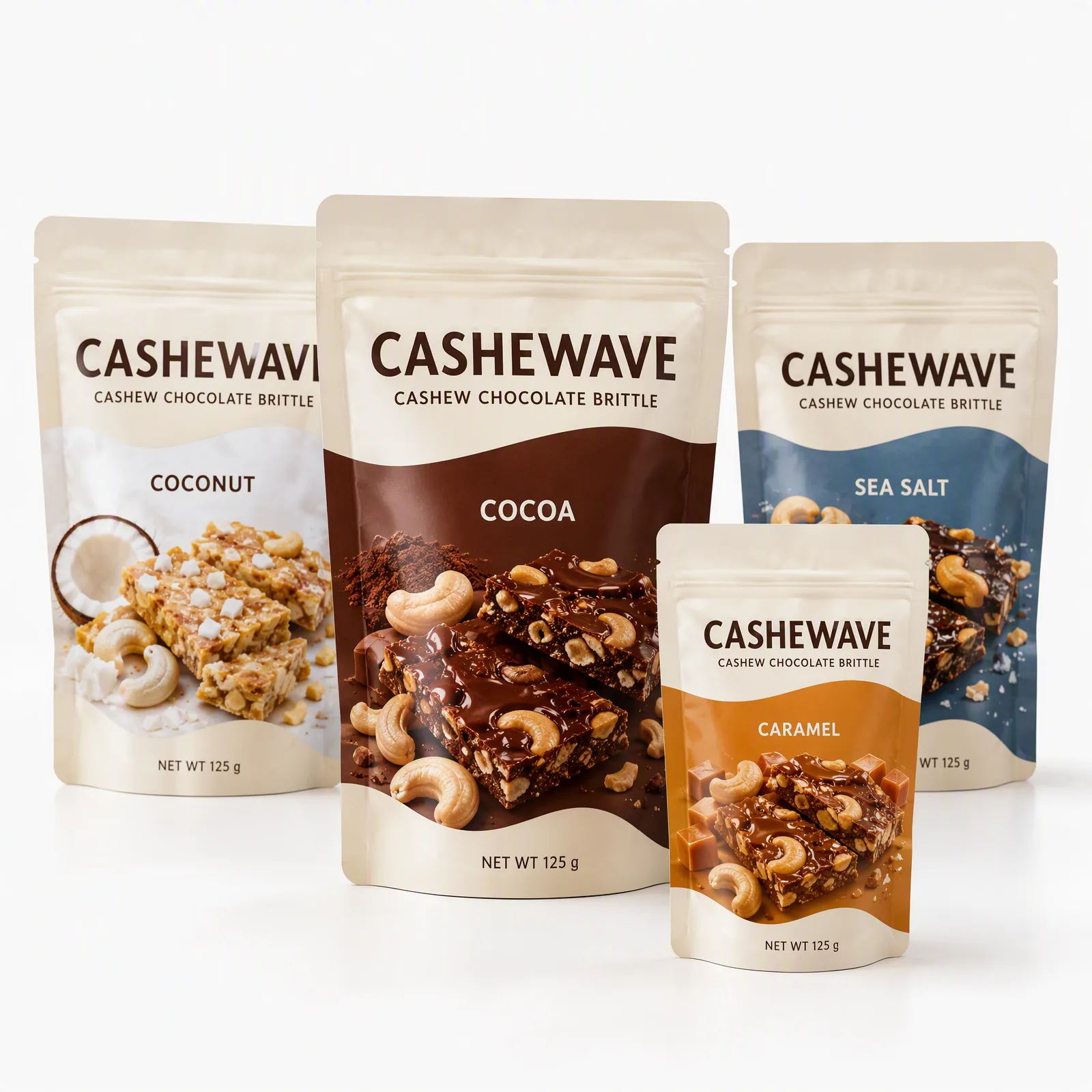 cashew chocolate brittle pouch artwork SP-SN405