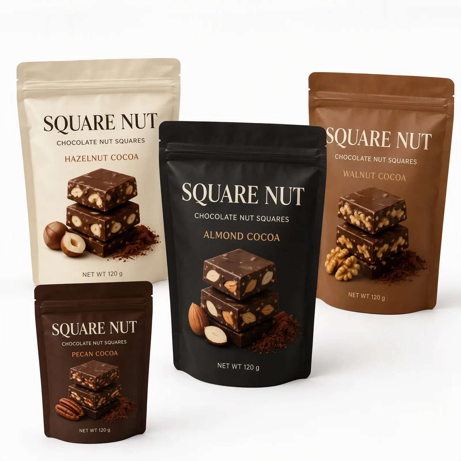 chocolate nut squares pouch artwork SP-SN407