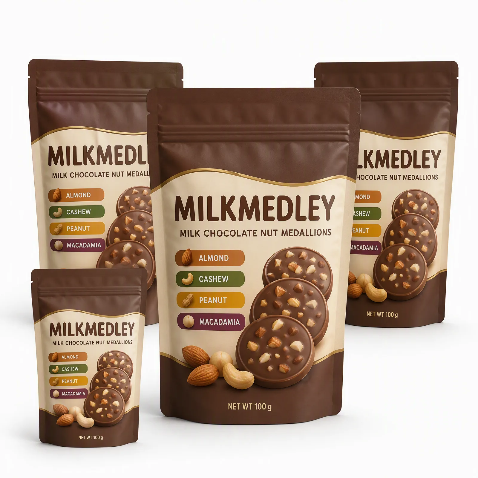 milk chocolate nut medallions pouch artwork SP-SN409