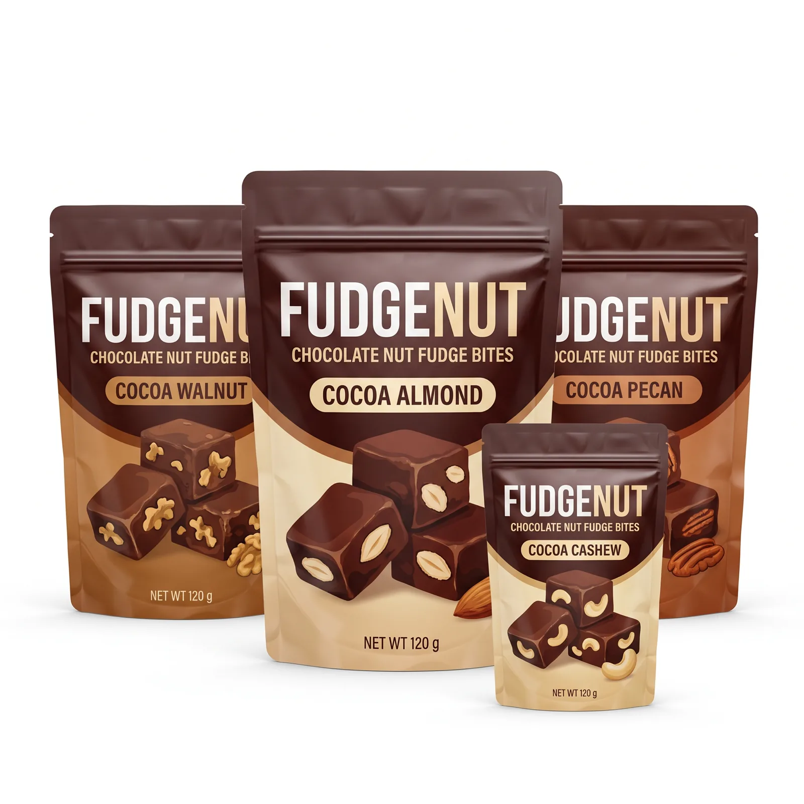 dark chocolate nut fudge bites pouch artwork SP-SN424
