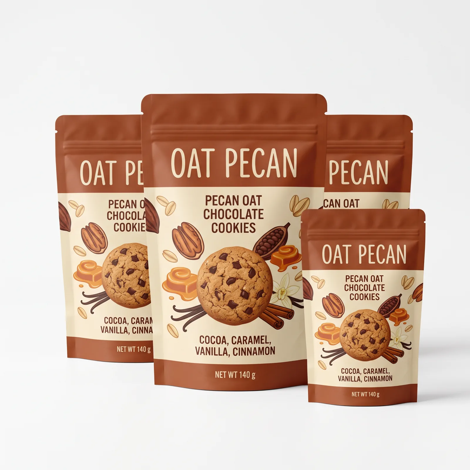 pecan oat chocolate cookies pouch artwork SP-SN438