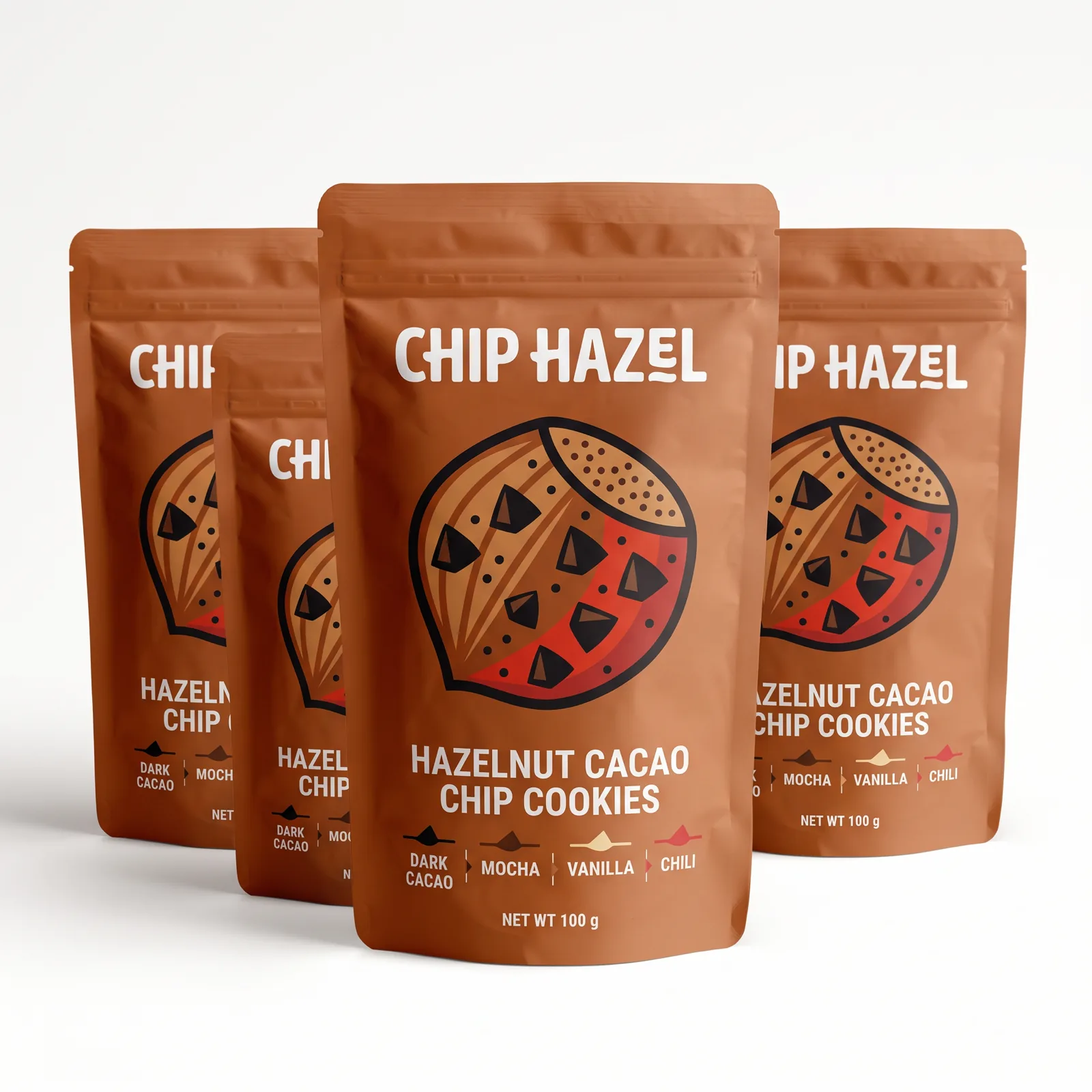 hazelnut cacao chip cookies pouch artwork SP-SN443