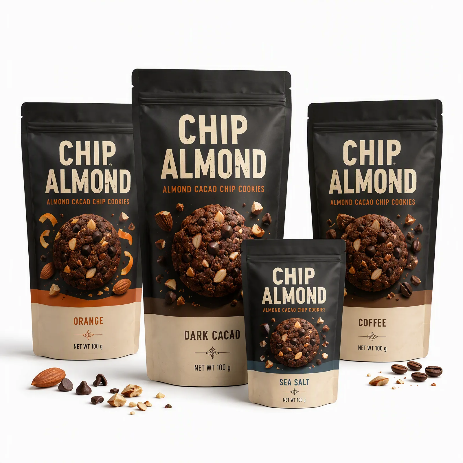 almond cacao chip cookies pouch artwork SP-SN445