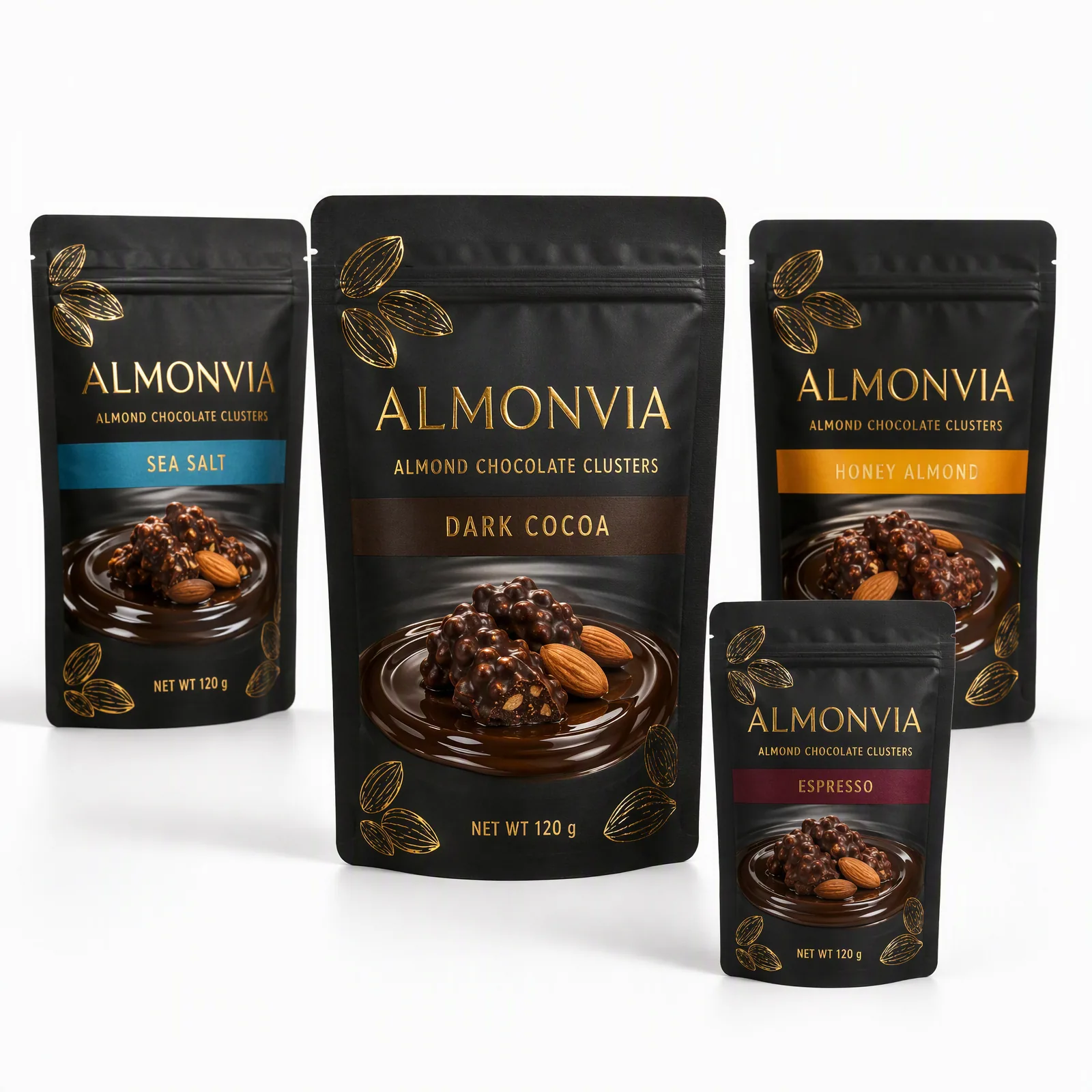 almond chocolate clusters pouch artwork SP-SN481