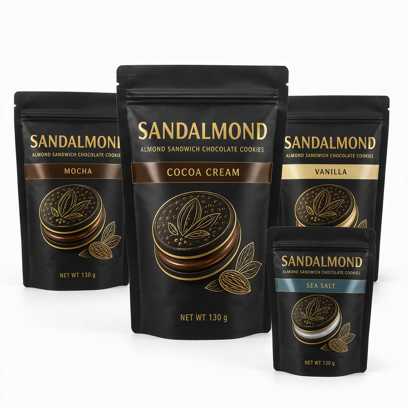 almond sandwich chocolate cookies pouch artwork SP-SN504