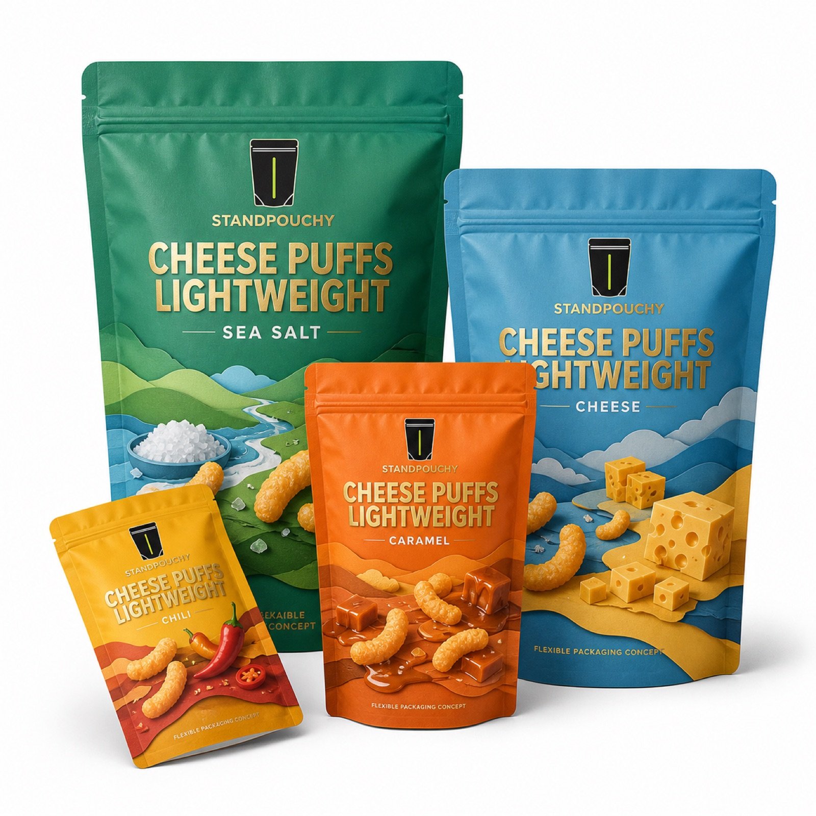 Cheese Puffs Lightweight Snack Pouch coordinated SKU series