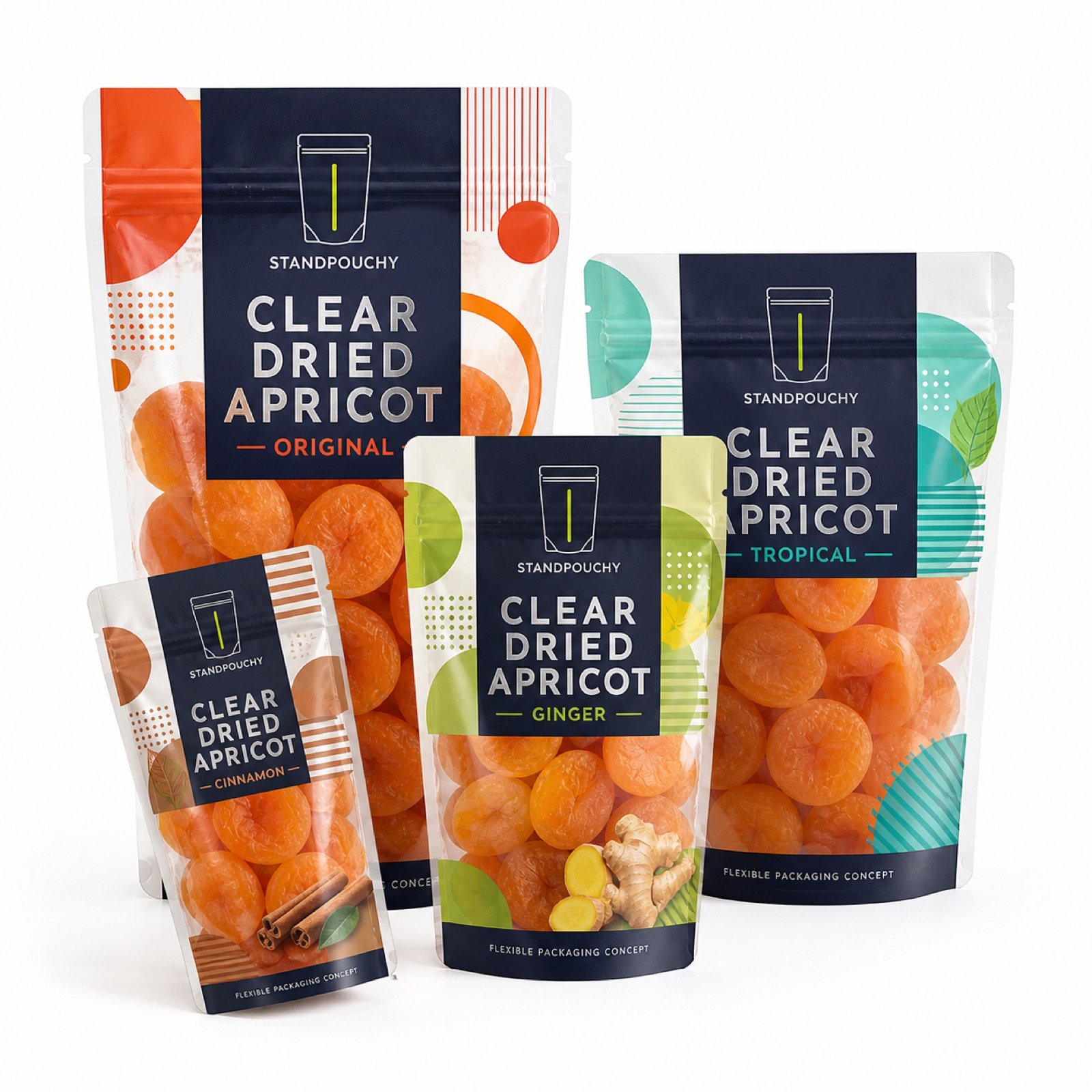 Clear Dried Apricot Pouch coordinated SKU series