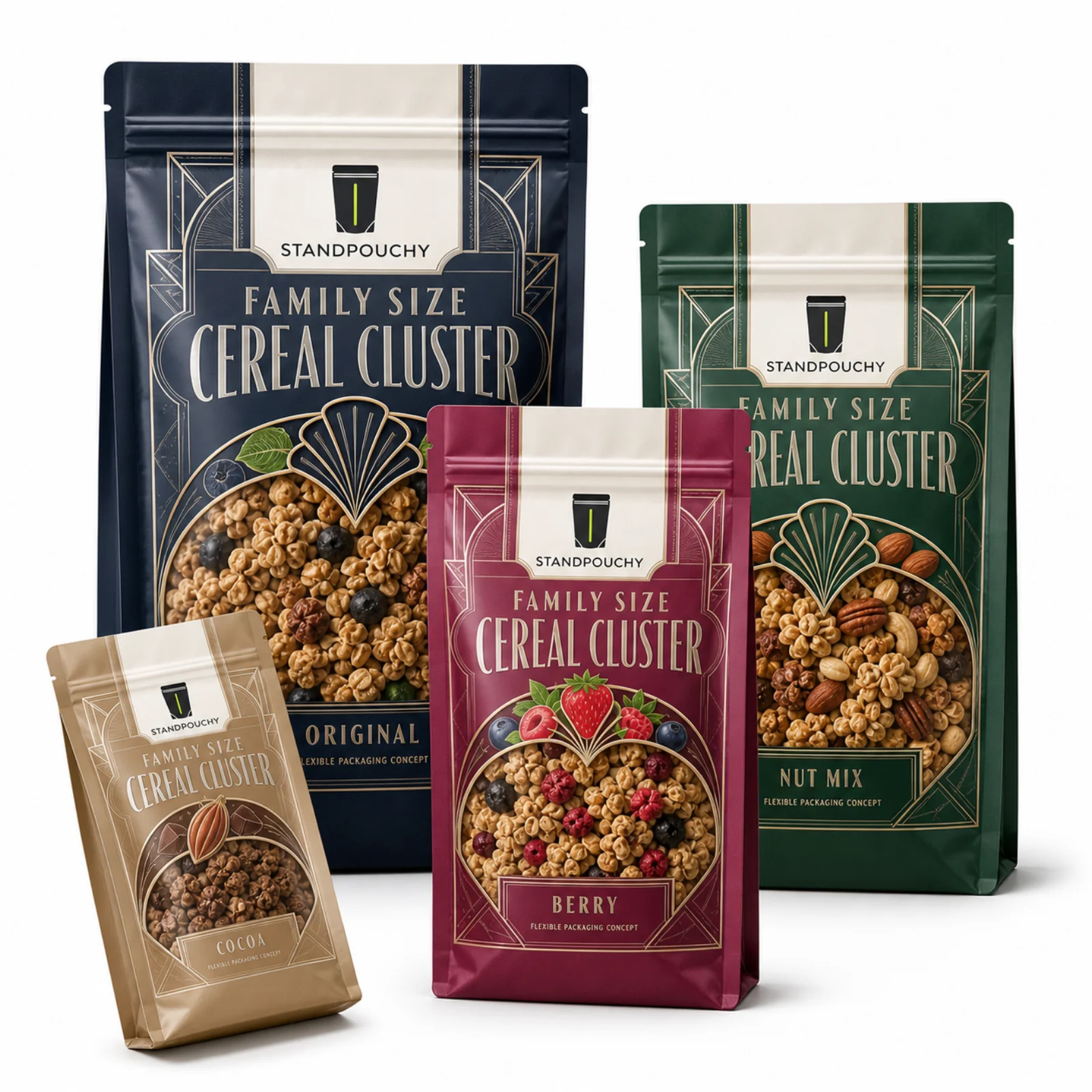 Family Size Cereal Cluster Flat Bottom Pouch