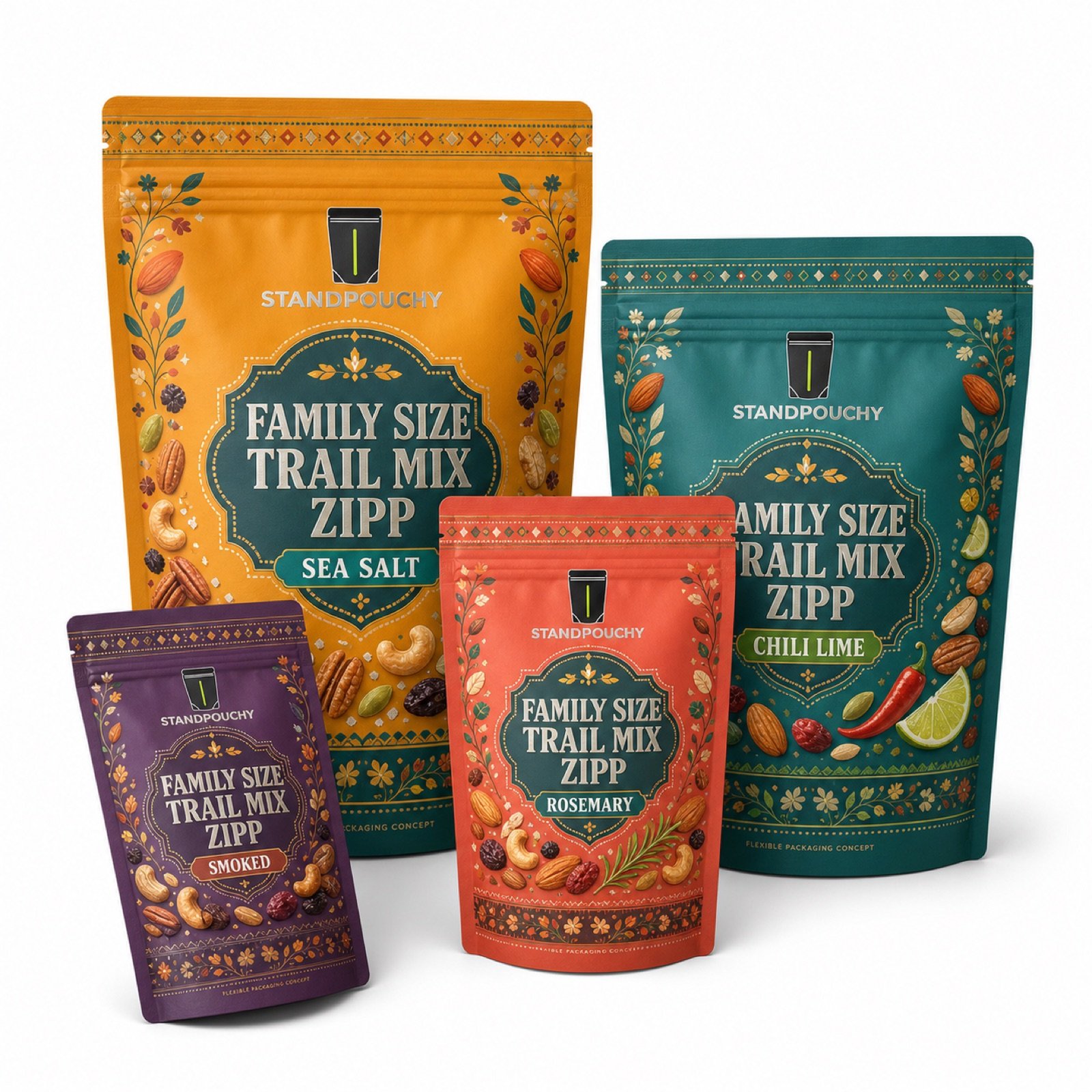 Family Size Trail Mix Zipper Pouch coordinated SKU series