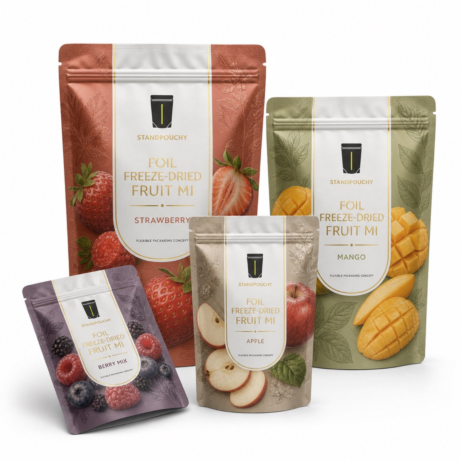 Foil Freeze-Dried Fruit Mix Pouch coordinated SKU series