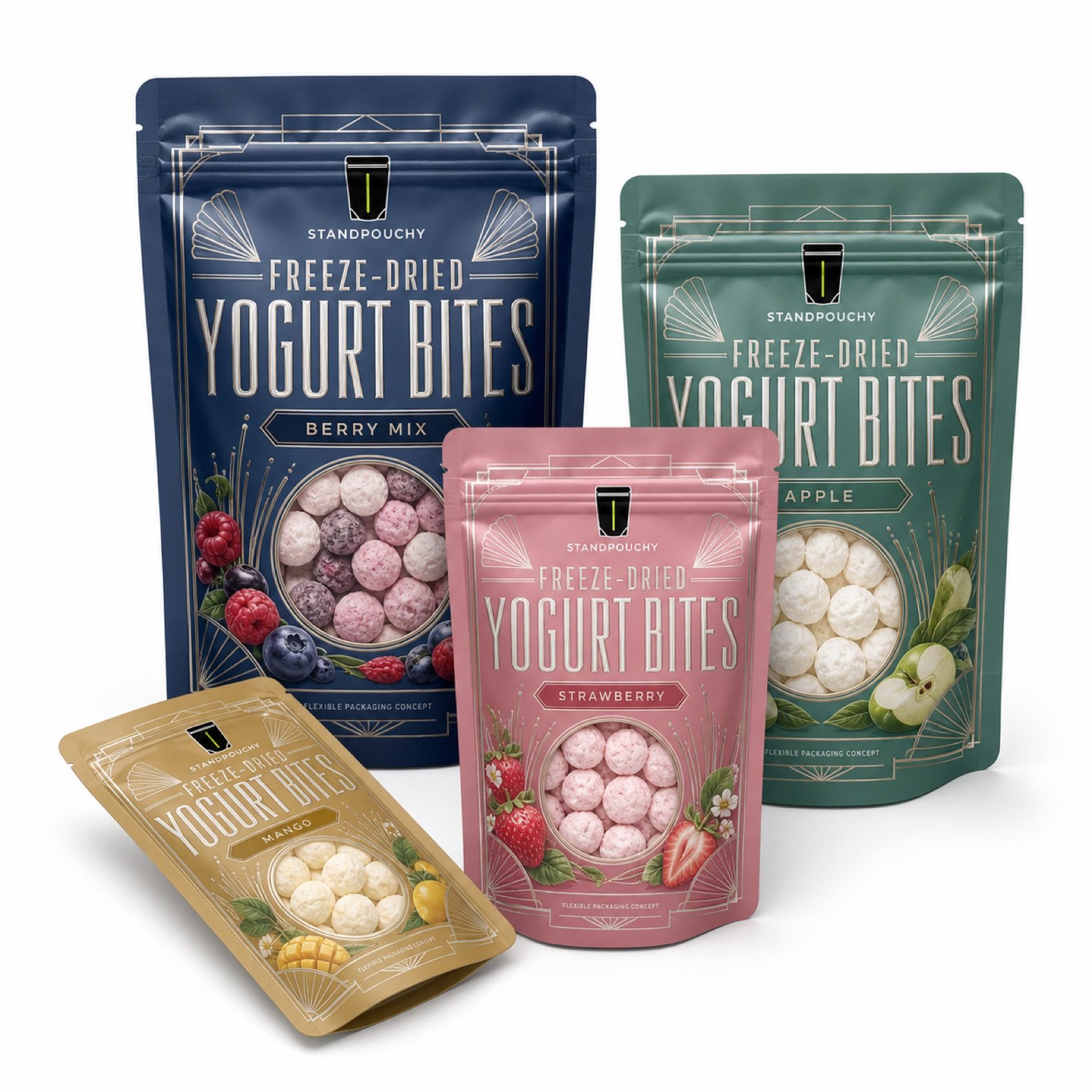 Freeze-Dried Yogurt Bites Pouch coordinated SKU series