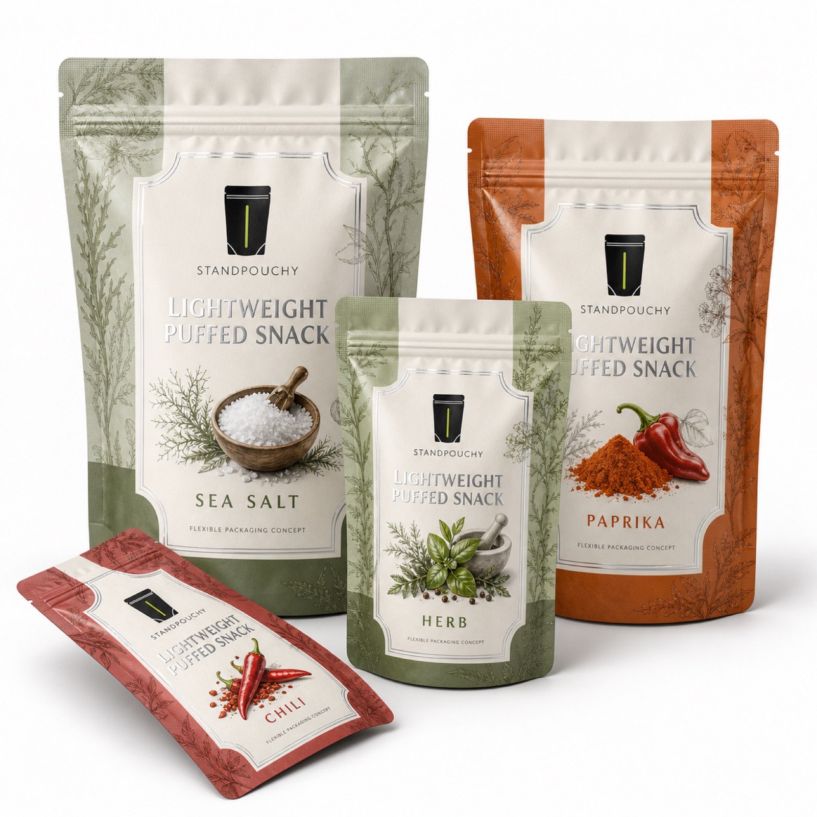 Lightweight Puffed Snack Pouch coordinated SKU series