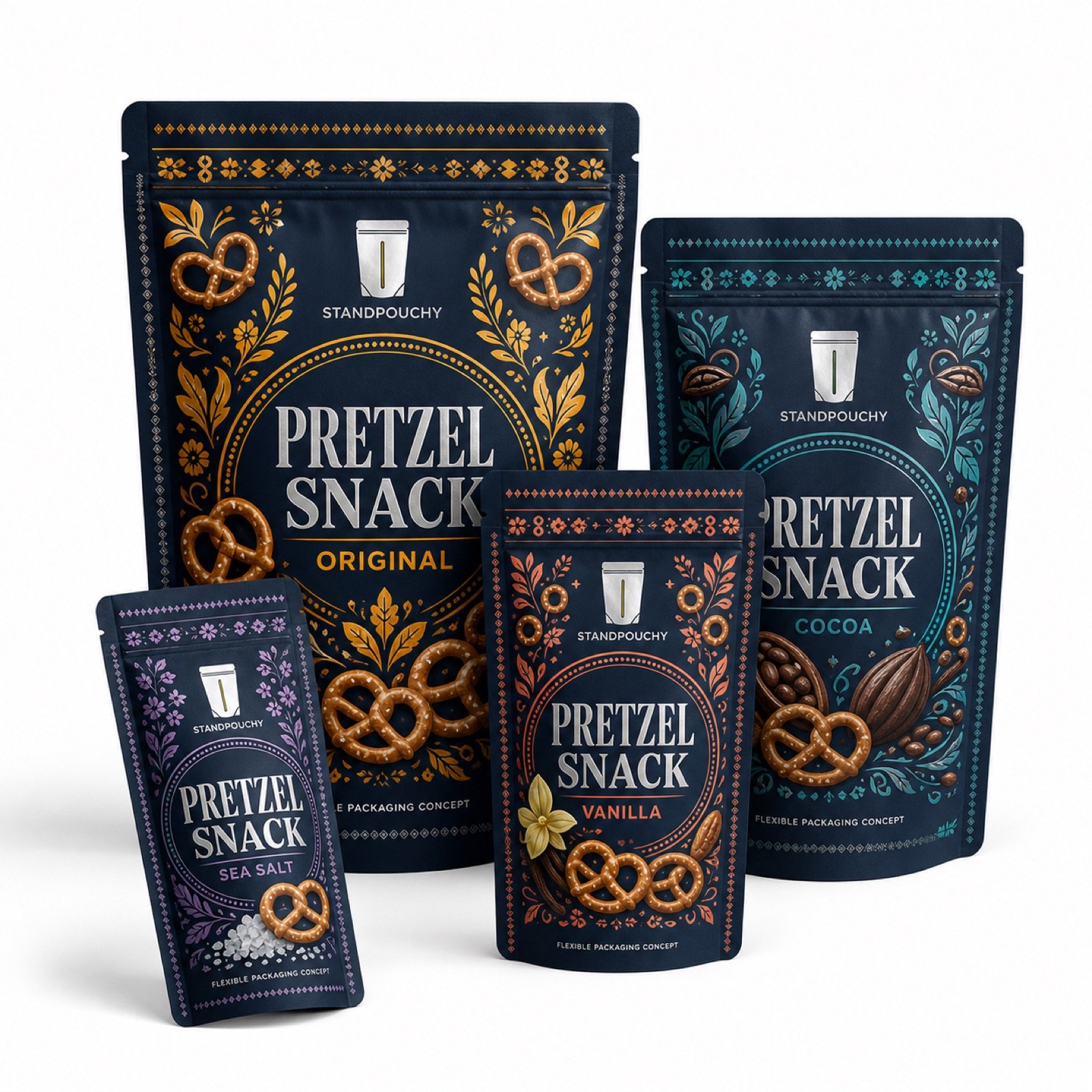Pretzel Snack Packaging Bag coordinated SKU series