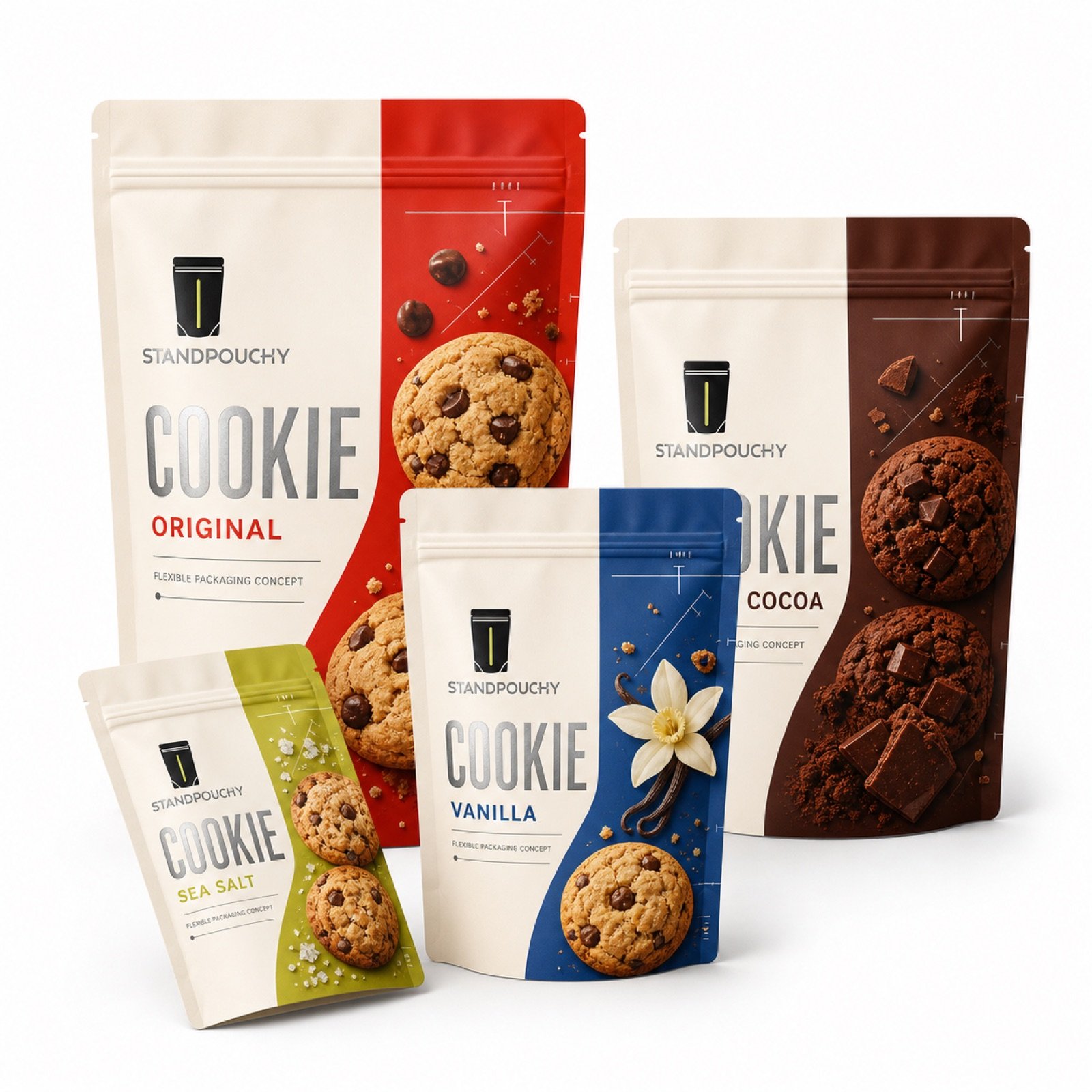 Resealable Cookie Stand Up Pouch coordinated SKU series